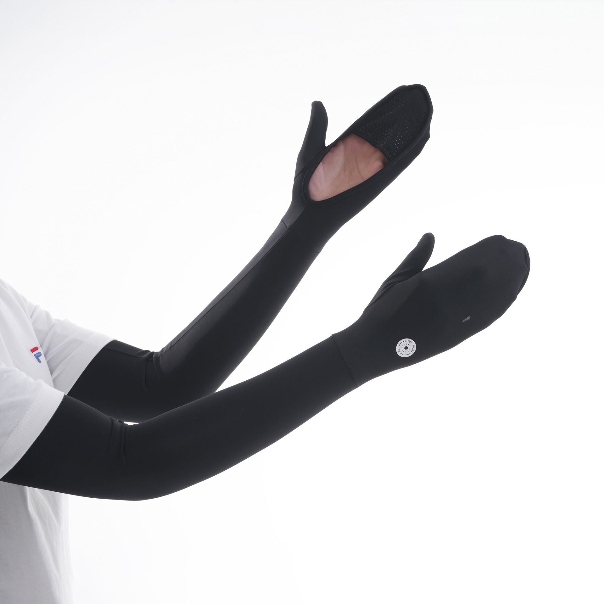 Protector solar mangas de hielo largas para mujer, seda de hielo de verano, protección UV, protección solar, protección solar, conducción, protector de manos, mangas de palma expuestas