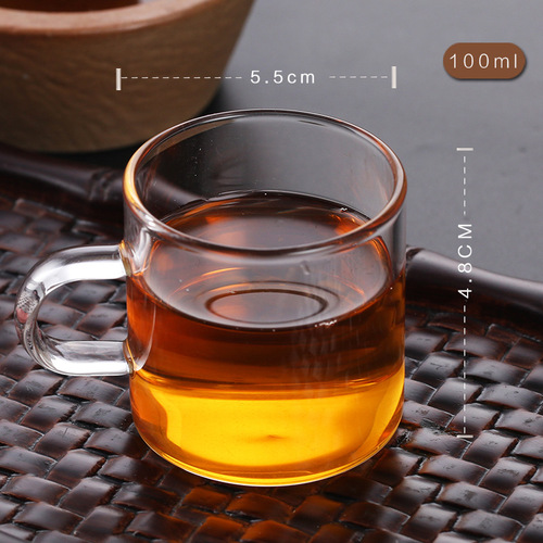 Tea tasting cup, handmade heat-resistant glass handle cup, tea tasting cup, aroma cup, small cup, glass kung fu tea cup, 6 pieces