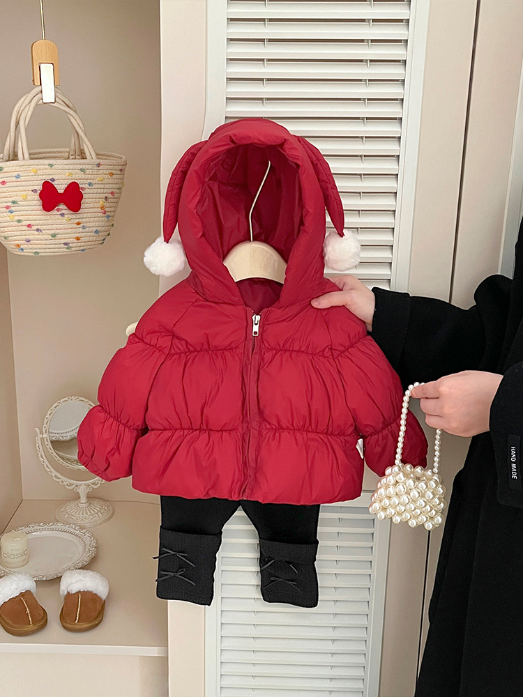 Chaqueta roja de invierno para bebés, ropa de invierno para bebés, chaqueta caliente para niños, ropa de Año Nuevo