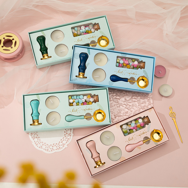 Nuevo macaron fuego pintura cera grano horno sello mano cuenta Día de San Valentín cumpleaños regalo fuego pintura sello conjunto completo al por mayor