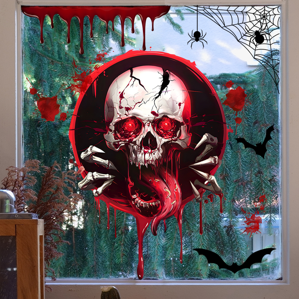 Horror Ghost Skull Wall Sticker Halloween Decorative Mural_voghion.com