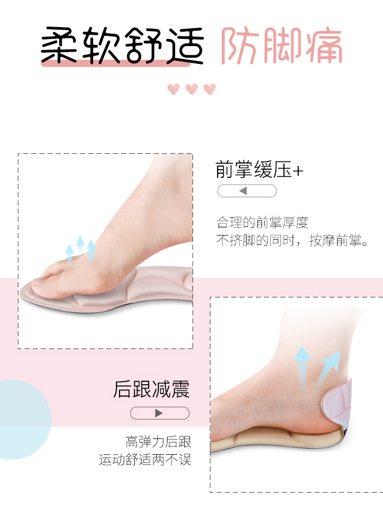 Zapatos de tacón alto anti-caída talón artefacto anti-dolor almohadilla completa zapatos Súper suaves cambio grande pequeño ajuste Plantilla de tamaño medio femenino tacón puntiagudo talón pegatinas