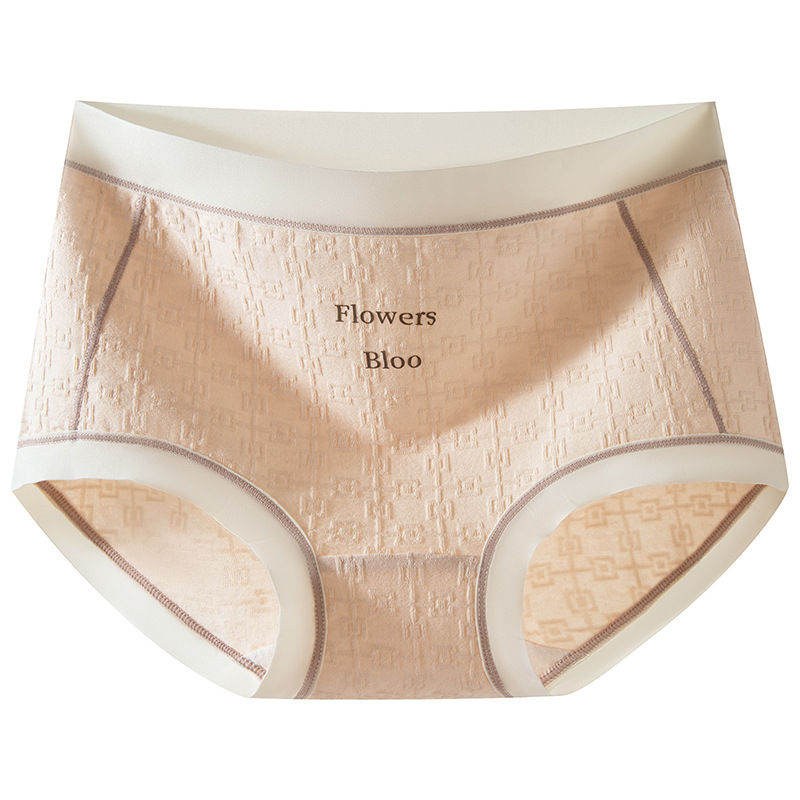 Verano nuevo estilo Clase A ropa interior de mujer de algodón para bebés 7A seda antibacteriana entrepierna inferior jacquard cintura media delgada transpirable sin costuras