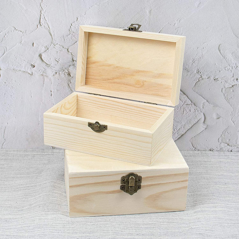 山东曹县木盒小木盒长方形翻盖松木首饰收纳盒松木盒子伴手礼木盒
