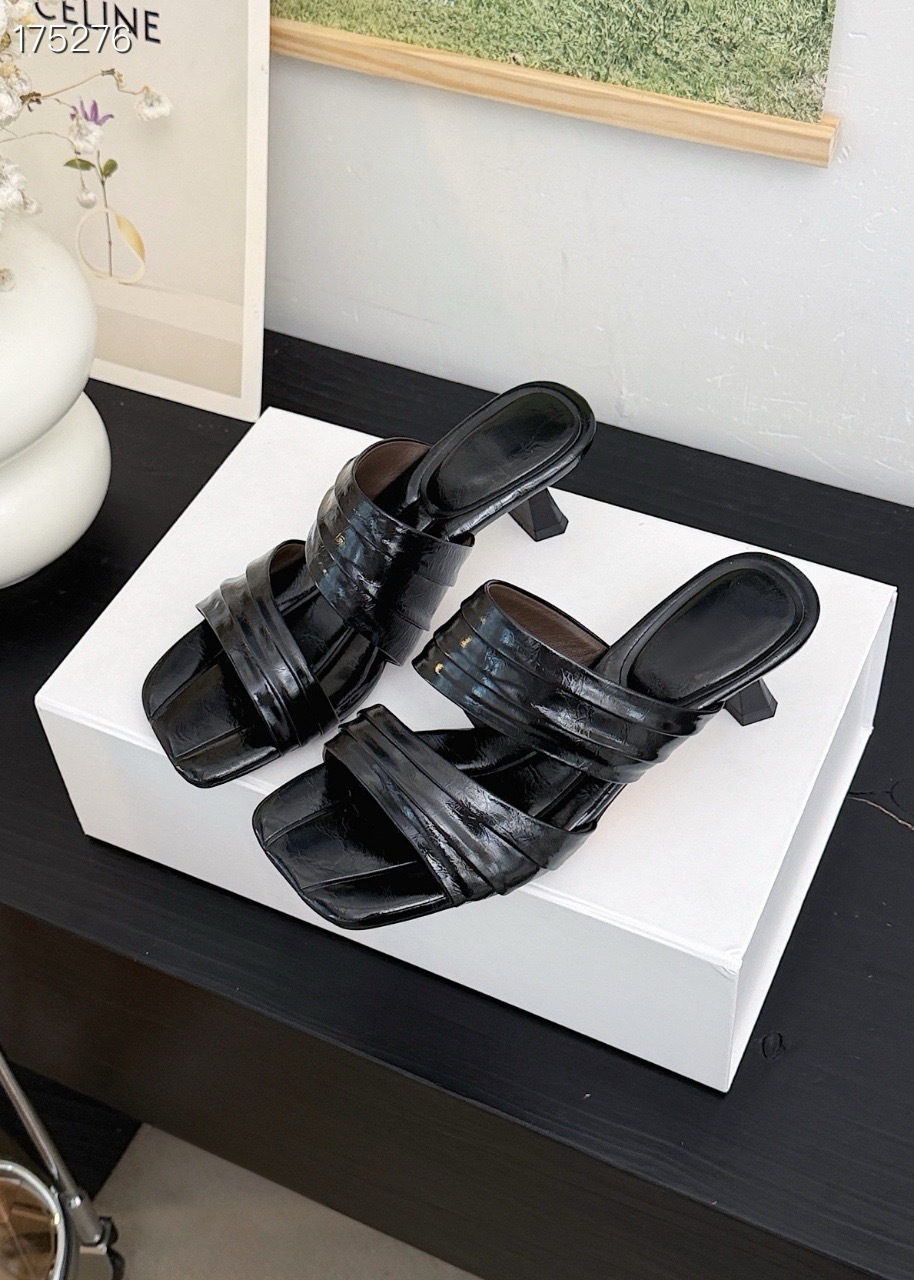 Sandal nữ da thật mũi vuông hở ngón quai ngang khóa gót thấp — đen, Màu trắng nhạt chi tiết 3