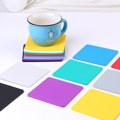 现货多规格pvc杯垫 创意方形隔热广告杯垫 多色软胶杯垫印刷logo|ms