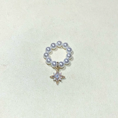Zərgərlik ara hissələri Crystal DIY Accessories Four-Pointed Star - golden-pearl-running-ring-small-size