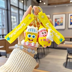 新しいカジュアルスポンジボブペンダントスクールバッグ人形マシンキーホルダー漫画スターグッズ人形ギフト