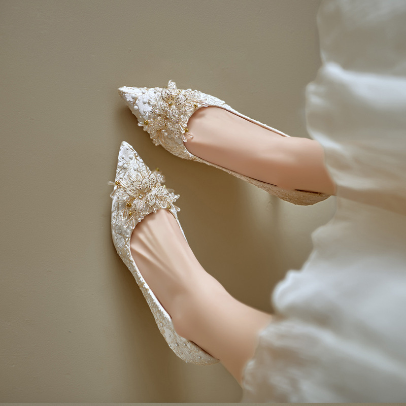 French-Style Comfortable Pointed-Toe Women's Shoes 2026 Rhinestone Flower Bud Engagement Bride Bridesmaid Wedding Shoes Thin Heel High-Heeled Shoes French-Style Comfortable Pointed-Toe Women's Shoes 2026 Rhinestone Flower Bud Engagement Bride Bridesmaid Wedding Shoes Thin Heel High-Heeled Shoes