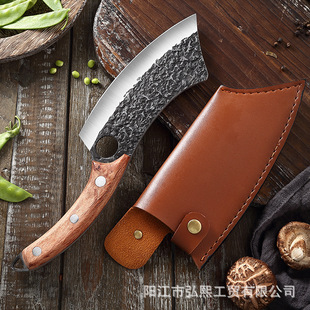Forging Hammer Pattern Small Chopper Cutting Meat and Fish Cutting Finger Deduction Scimitar High Carbon Steel Outdoor Portable Multipurpose Knife