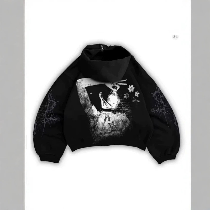 Y2K Anime Destruction Cool Design Hooded Sweatshirt Unisex Plaid Chainsaw Man Street Casual Top Y2K Anime Destruction Cool Design Hooded Sweatshirt Unisex Plaid Chainsaw Man Street Casual Top