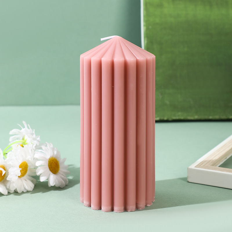 Vintage rosa gris largo estilo de vela casera boda vela vela cena candelabro decoración del hogar adornos