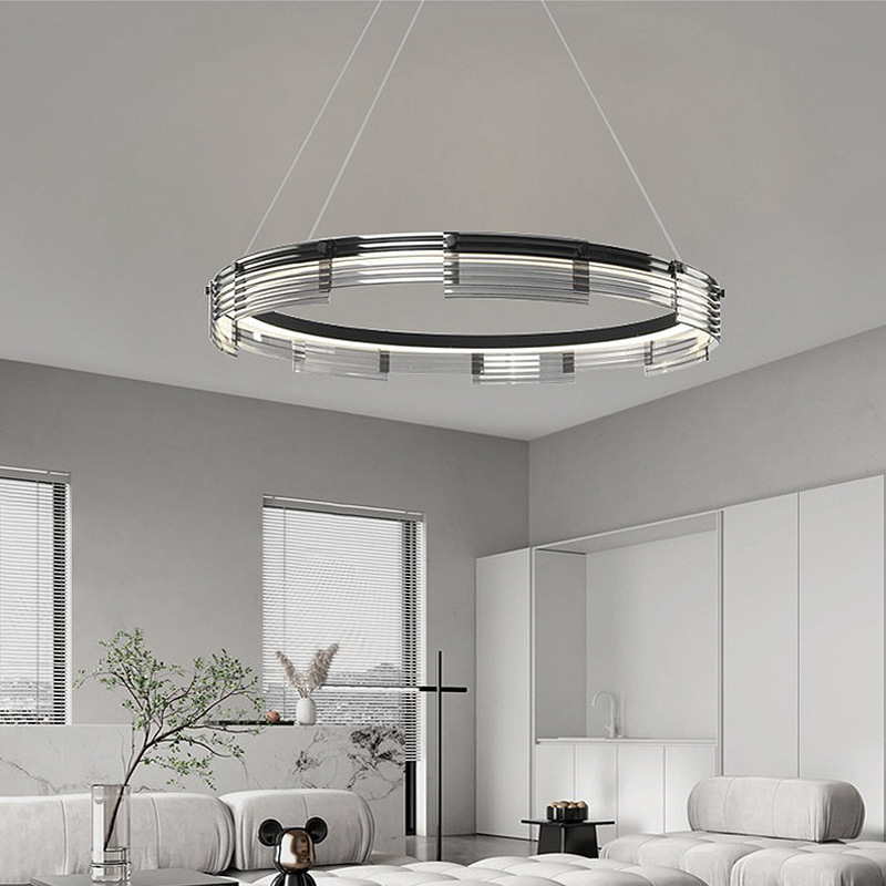 2024 nuevo estilo italiano lámpara de sala de estar luminosa luminaria de dormitorio creativa simple anillo dorado lámpara de comedor