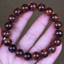 精品海南黄花梨1.0单圈女款海黄油梨老料山水虎皮纹正品手链批发