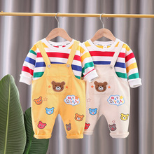 宝宝卡通背带裤春秋新款婴儿童装洋气男女童秋装长袖两件套潮批发