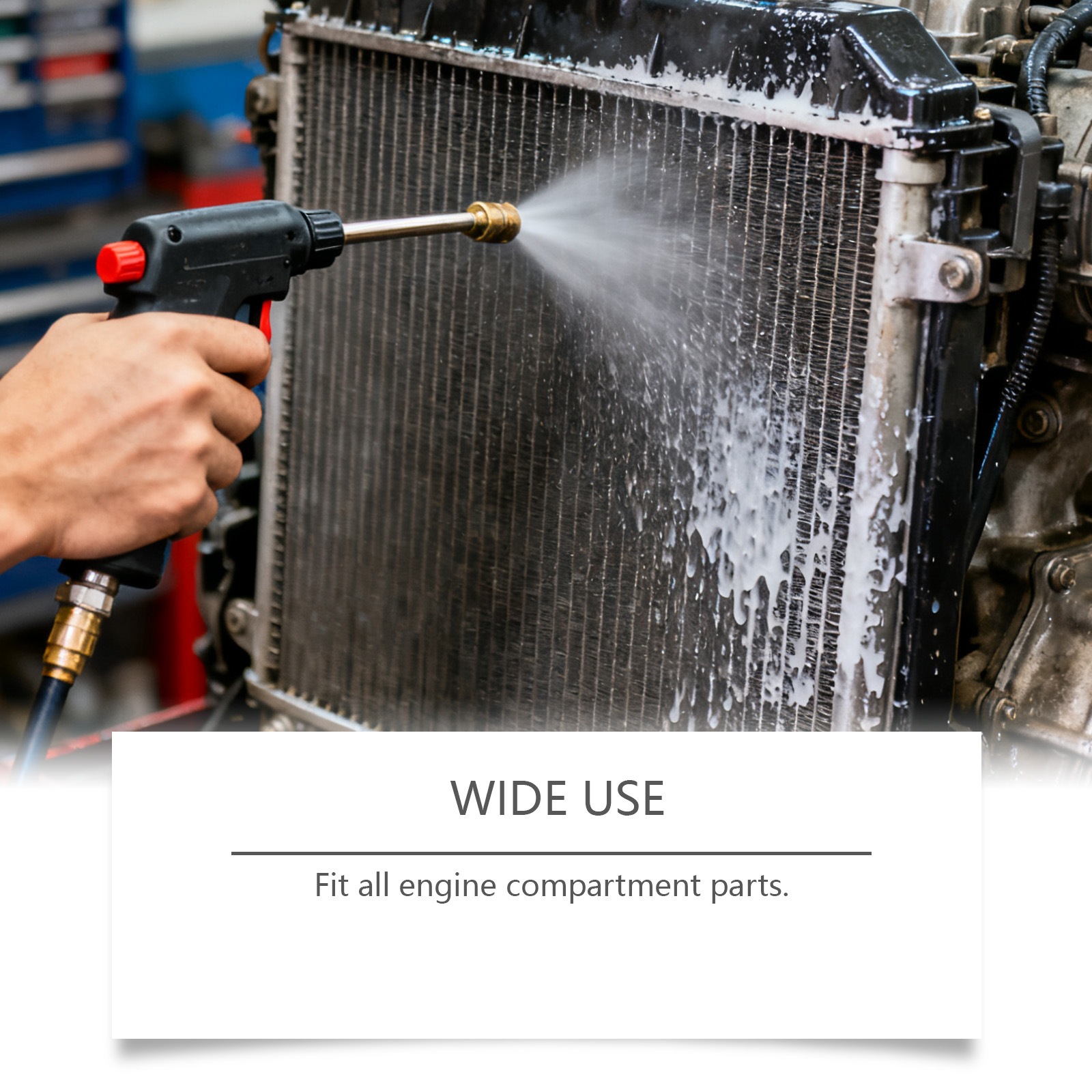 Engine cleaner for cleaning and refurbishing oil stains and carbon deposits on the surface of the car engine compartment, as well as for daily maintenance