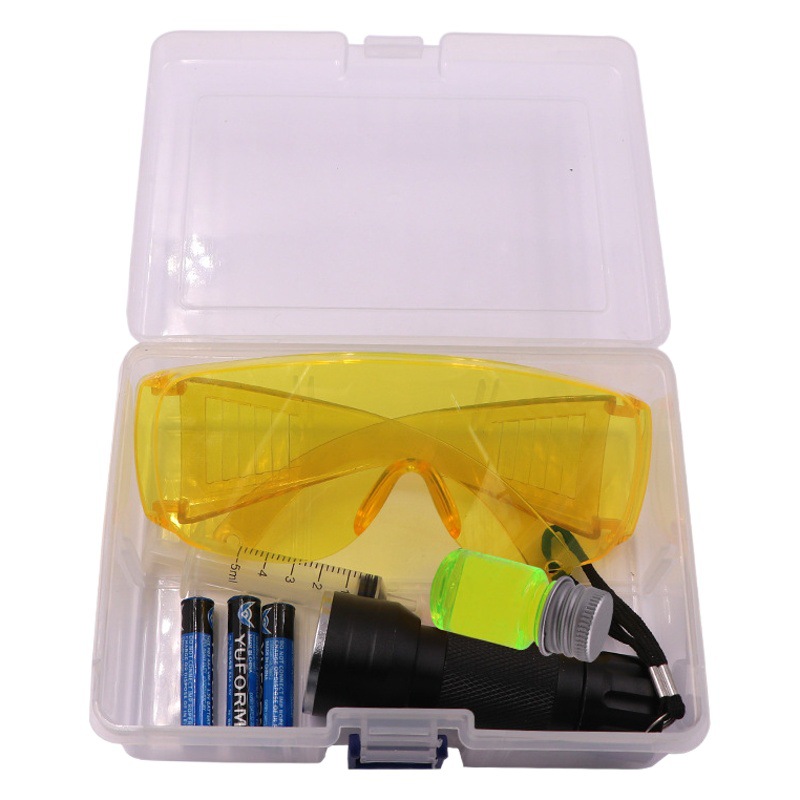 Coche acondicionador de aire del hogar acondicionador de aire fluorescente traje de detección de fugas linterna detector de fugas herramienta de detección de fugas agente fluorescente Bloqueo de fugas