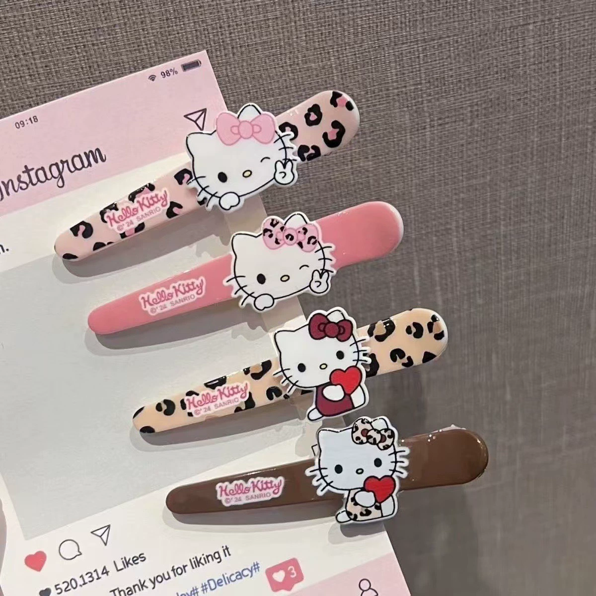 Заколка для волос Sanrio Hello Kitty акриловая, 8 см, леопардовый принт