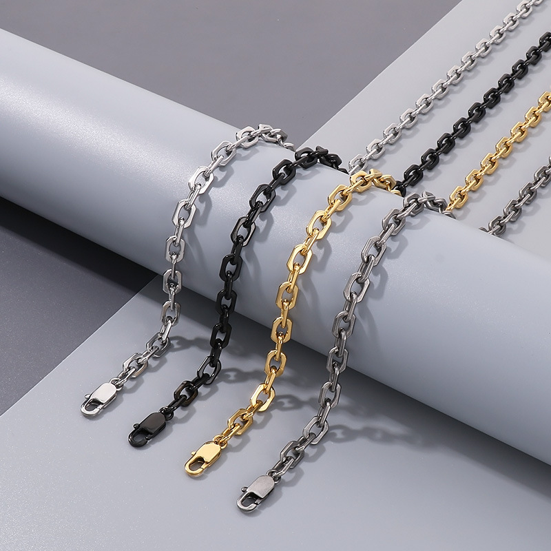 Hip-Hop Vintage Style Geometric 304 Stainless Steel Plating Men's Bracelets Necklace Men Necklace Sets display picture 8