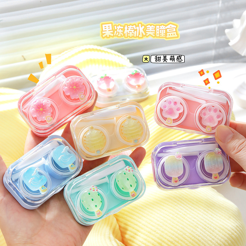 Cartoon Popsicle Series Contact Lens Case, No-Twist Lid, Integrated Transparent Beauty Lens Case, Portable Dual Care Box Cartoon Popsicle Series Contact Lens Case, No-Twist Lid, Integrated Transparent Beauty Lens Case, Portable Dual Care Box