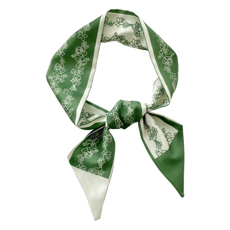 Corea del Sur verde pelo banda larga pequeña bufanda de las mujeres estilo coreano de todo partido pelo corbata bolsa flor decorativa bufanda cinta