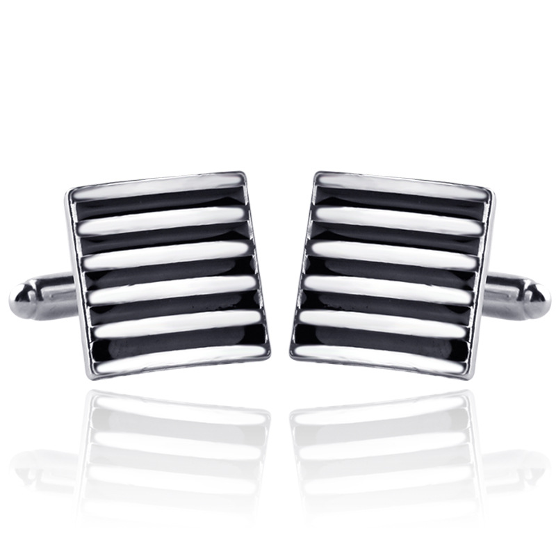 New Square Diamond Crystal Cufflinks French Striped Shirt cufflinks_voghion.com