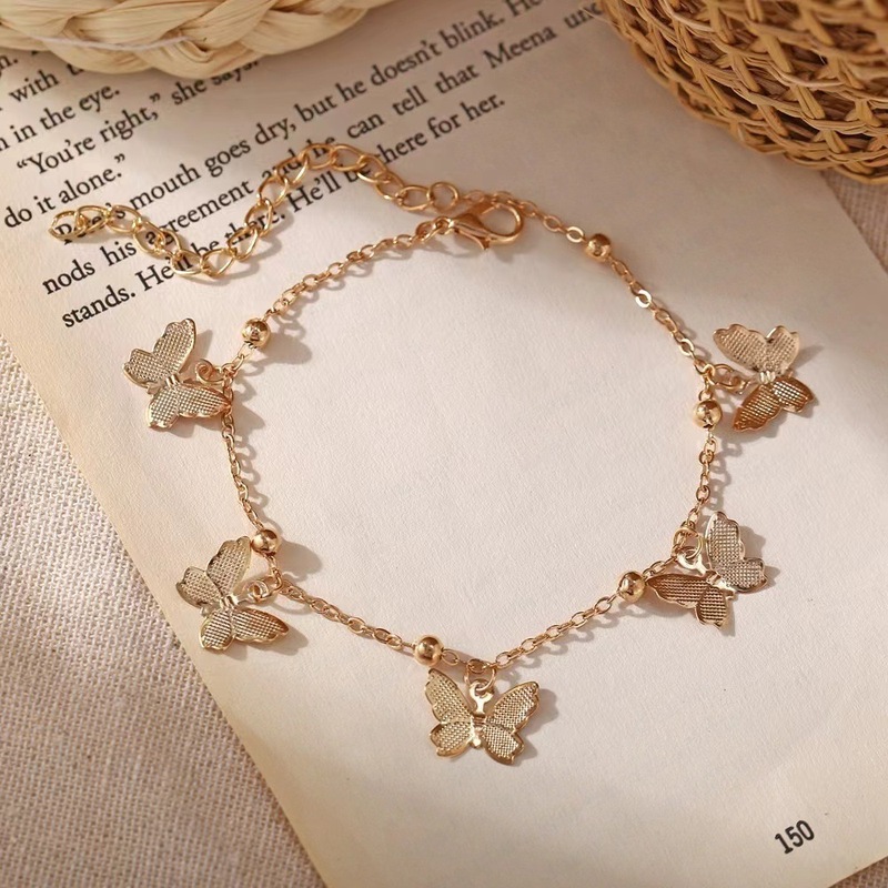 Europe and the United States cross-border hot butterfly pendant bracelet simple temperament beach anklet foot jewelry hollow butterfly bracelet