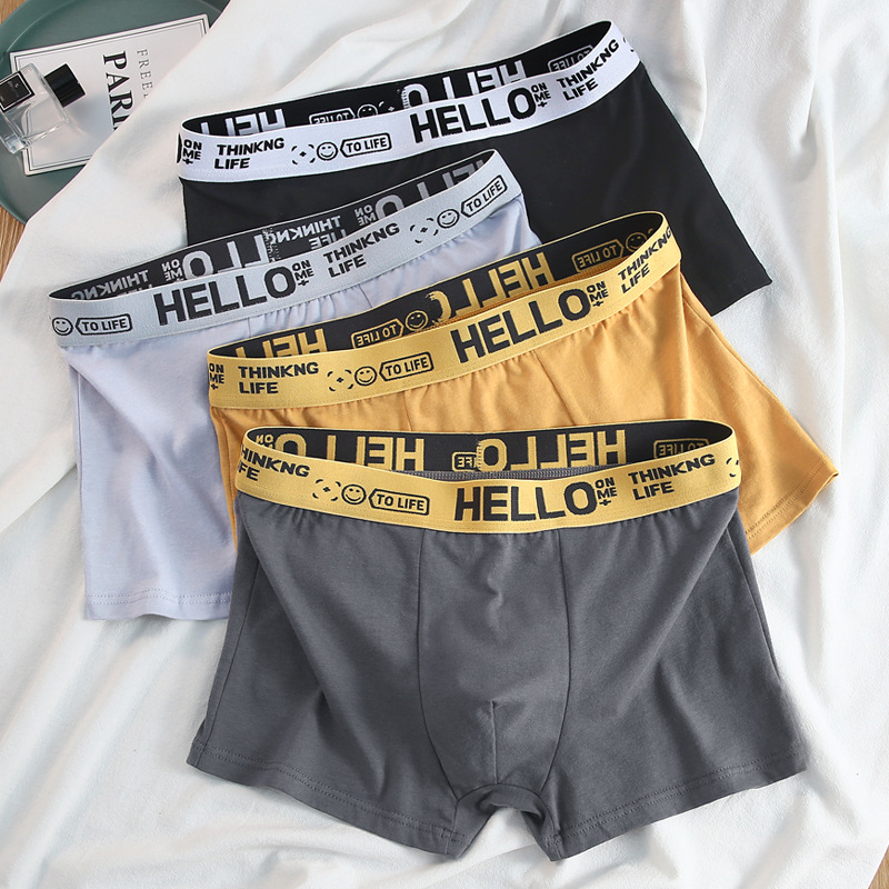 Men's underwear boys pure cotton loose breathable large size boxer shorts youth sports cute boxer shorts