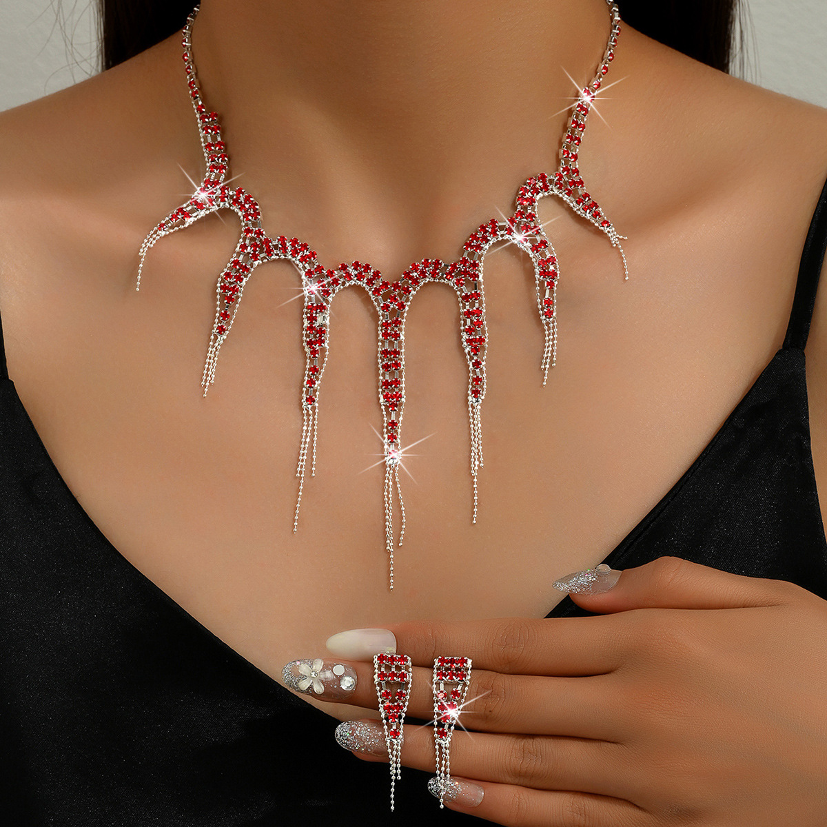 Joyería transfronteriza caliente al por mayor joyería de moda Fiesta de las mujeres de agua diamante fresco pulpo collar pendientes traje