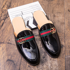 Men's Half Slippers for Summer: Closed-Toe, Backless Loafers, Tods, Glossy Outdoor Sandals, Casual Men's Flip-Flops