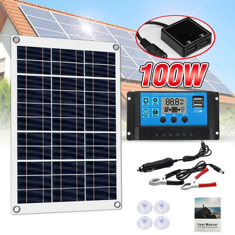 Трансграничный эксклюзивный набор для поликристаллических 20W Solar Panel Kit Complete гибкий фотоэлектрические панели контроллер