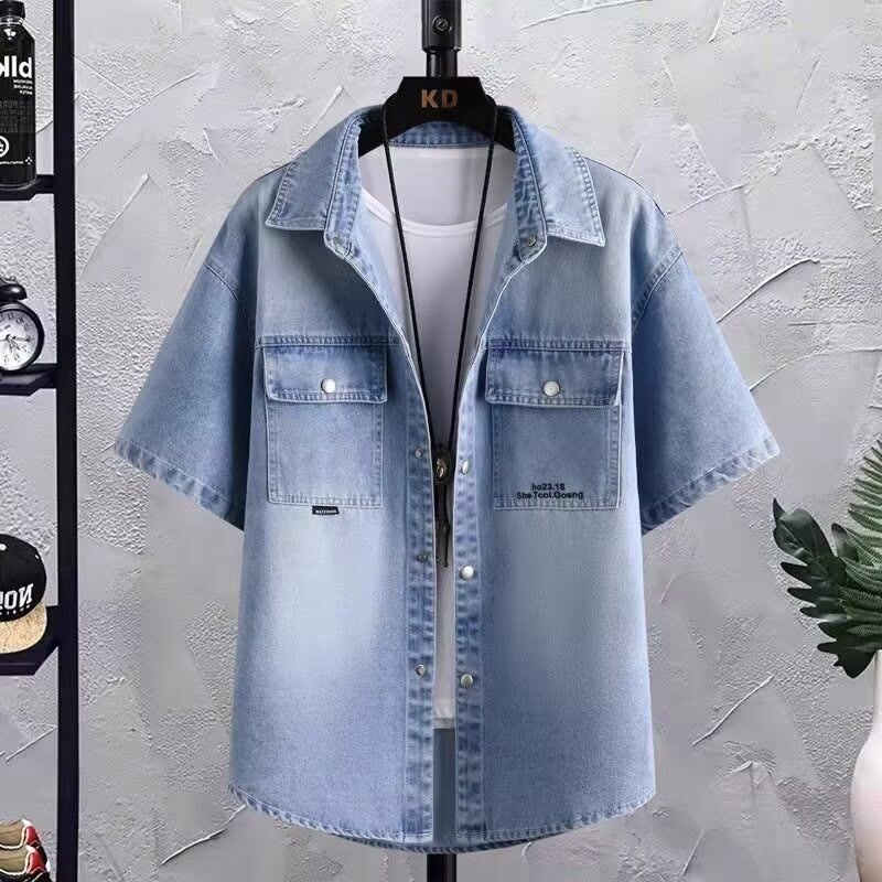 Trendy and Casual New Style Unbranded Summer Short-Sleeve Shirt Denim Jacket Simple Artistic Harajuku Ins Style