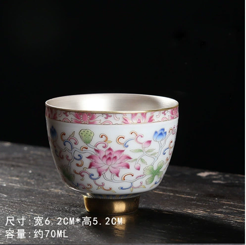 Jinglongtang 999 серебряная чайная чашка, полностью ручная работа, кунг-фу чайная чашка из стали и керамики, серебряная вставка, мастеровая одиночная чашка для дома
