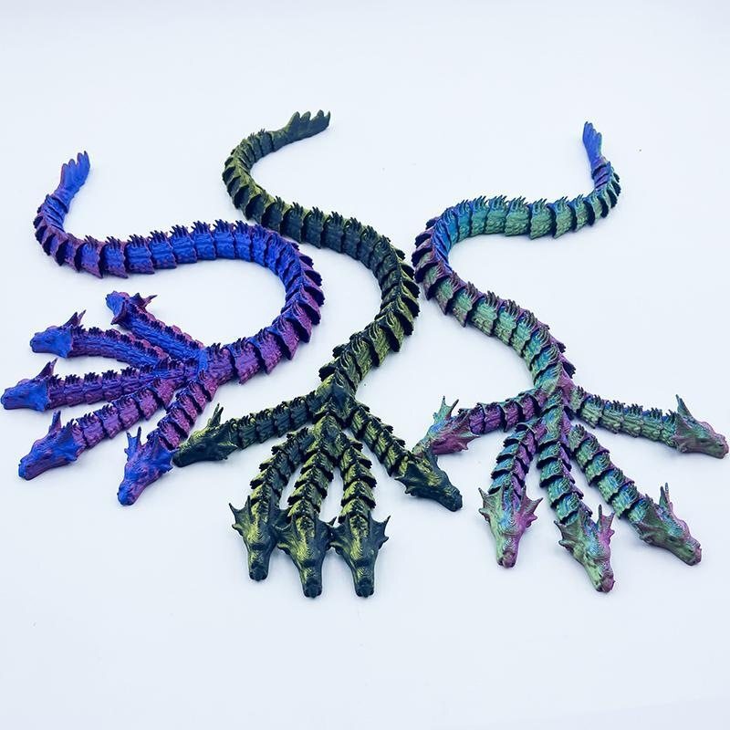 Five-Headed Snake 3D Printed Toy Chinese Dragon Boys' Children's Gift Ornament Desktop Model Collection Black Technology Stress Relief Five-Headed Snake 3D Printed Toy Chinese Dragon Boys' Children's Gift Ornament Desktop Model Collection Black Technology Stress Relief