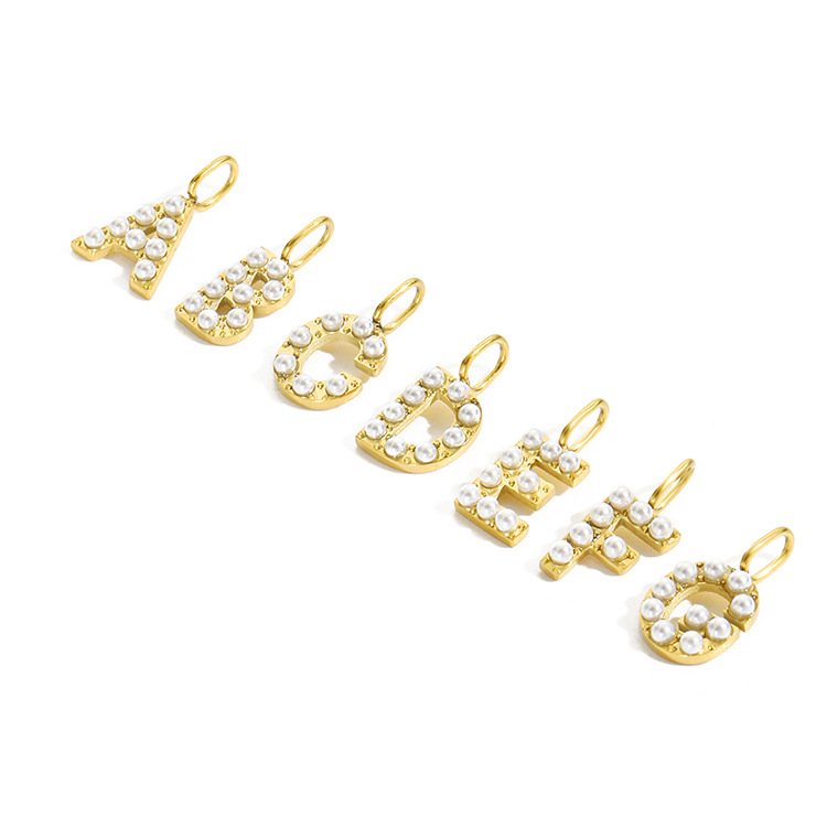 1 Piece Stainless Steel Imitation Pearl Artificial Pearls 14K Gold Plated Letter display picture 2