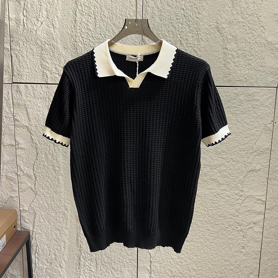 Polo camiseta de punto camiseta de manga corta hombre gaviota cuello V textural color antiguo viento camiseta de verano fábrica transfronteriza al por mayor