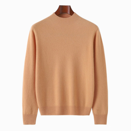 Men's Mock Turtleneck 100 Pure Wool Sweater Autumn and Winter New Seamless Long Sleeve Large Size Base Cashmere Sweater