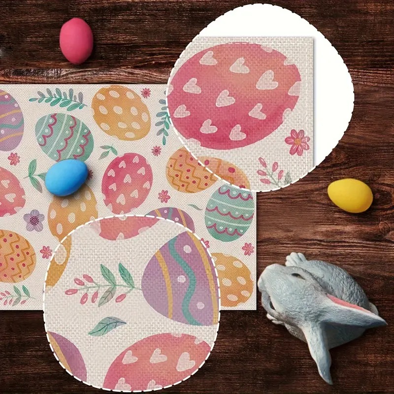 Transfronterizo corredor de mesa de lino nuevo huevo de Pascua lindo decorativo creativo impresión mesa de comedor paño decorativo mantel de cocina
