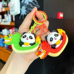 かわいいドラゴンボートパンダ人形端午節キーホルダーペンダントランドセルペンダント端午節小さなギフトキーホルダー