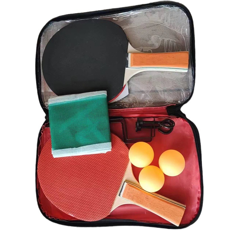 Juego de raquetas de tenis de mesa para comercio exterior, incluye pelotas de tenis de mesa, raqueta, red, bolsa para raqueta, alta elasticidad, portátil.