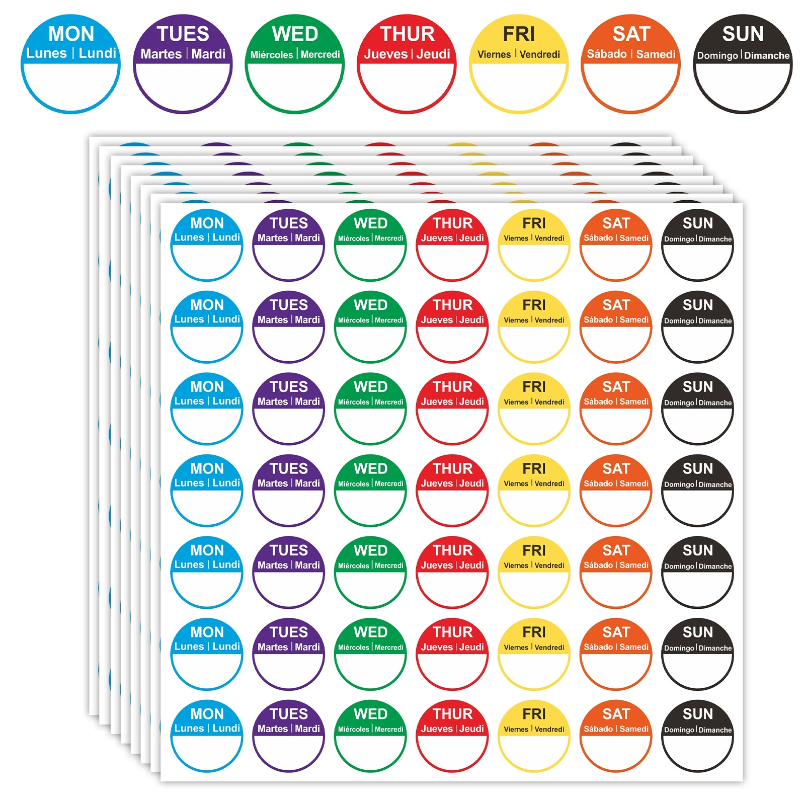 Ярлык еды ярлыка 1 дюйма дней недели закодированный цветом роторный-ярлык собственной личности слипчивый