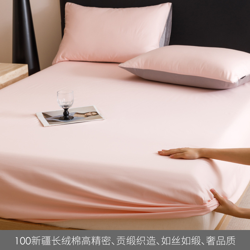 Alta gama de 100 camisas de cama de algodón largo algodón una sola pieza de color sólido tributo satin algodón cubierta de cama de tres piezas