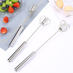 Stainless steel manual push-type rotating cream whipper, frother, baking tool, semi-automatic egg beater