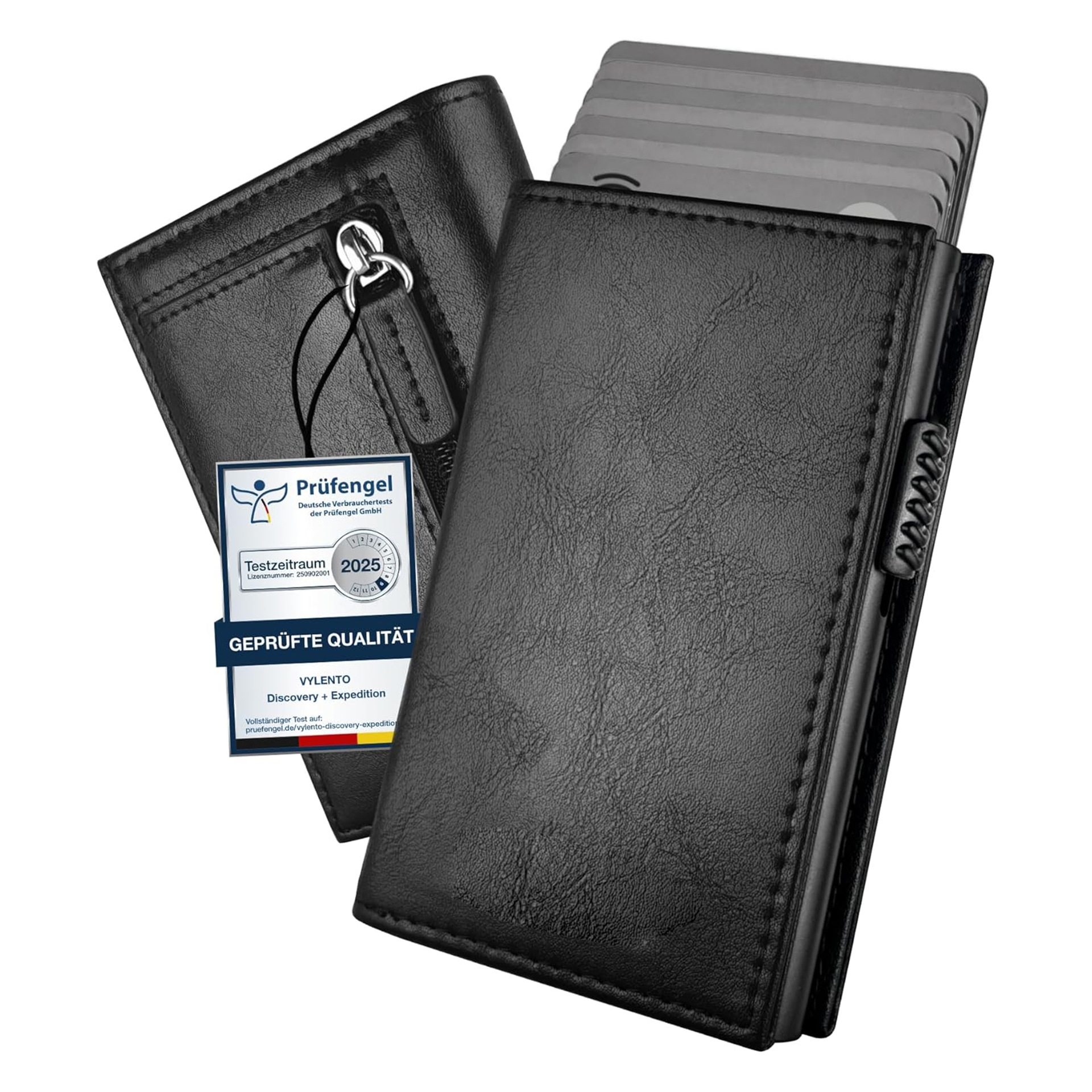 Amazon RFID imitación antimagnética billetera de cuero creativa metal de aluminio bolsas de tarjetas dobles cartera de hombre