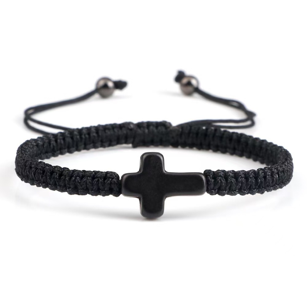 Cross-border New Turquoise Cross Woven Adjusting Bracelet Fashion Natural Stone Beaded Woven Turquoise Bracelet Wholesale