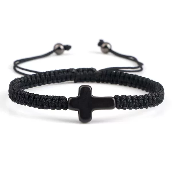 Cross-border New Turquoise Cross Woven Adjusting Bracelet Fashion Natural Stone Beaded Woven Turquoise Bracelet Wholesale