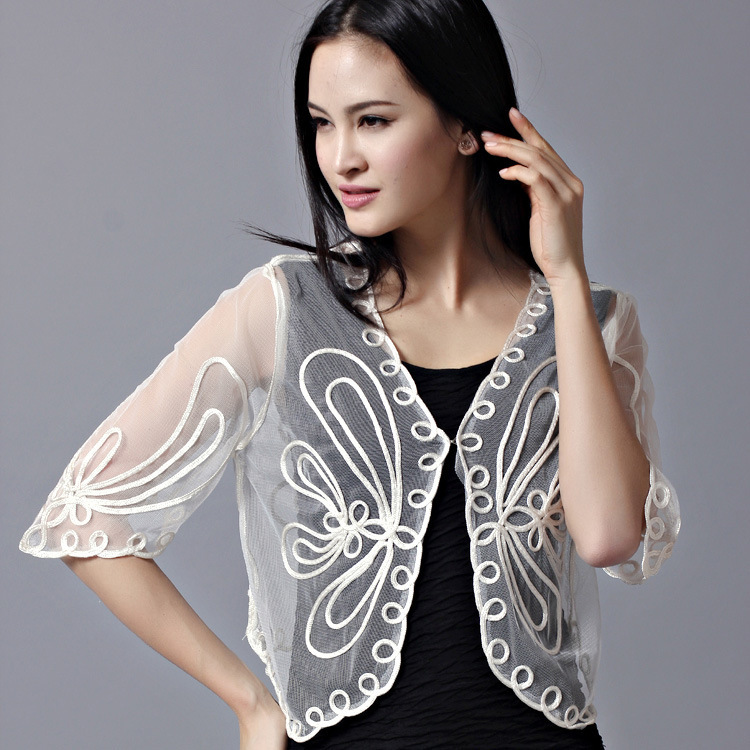 Amazon European and American 2026 Summer and Autumn New Women's Clothing European and American Lace Mesh Floral Shawl Cardigan Short Coat