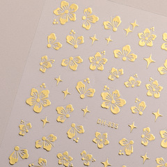 ネット赤の金の花の美しい甲は紙の花の平面の背のゴムの金粉の2色の花びらの爪の貼る装飾品のDH835を貼ります。
