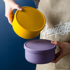 饭盒便当盒日式可微波炉加热上班族学生女带饭餐盒硅胶圆型男生