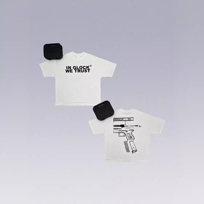American High Street' IN GLOCK' We Trust Glock Print T-Shirt Niche Personality Street Short Sleeve